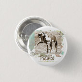 Badge Rond 2,50 Cm Paint Horse Picasso Western Photo Button Épingle (Devant & derrière)