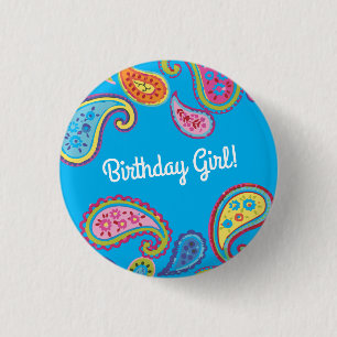Badge Rond 2,50 Cm Paisley Cute Coloré 1er anniversaire fête