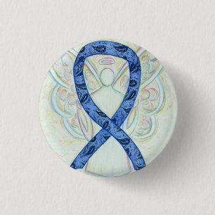 Badge Rond 2,50 Cm Paisley Ruban Angel Thyroïde Maladie de sensibilis