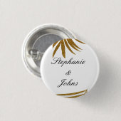 Badge Rond 2,50 Cm Palm Leaf Gold Parties scintillant Custom Couple N (Devant & derrière)