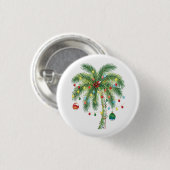 Badge Rond 2,50 Cm Palmier de Noël tropical avec lumières et ornam (Devant & derrière)