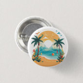 Badge Rond 2,50 Cm Palmier de Sun Beach (Devant & derrière)