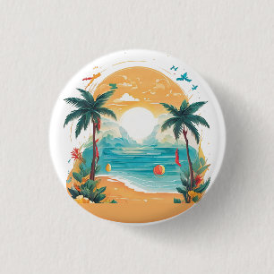Badge Rond 2,50 Cm Palmier de Sun Beach