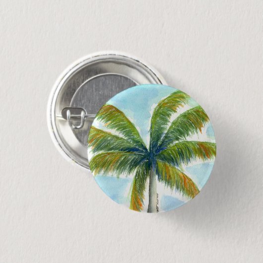 Badge Rond 2,50 Cm Palmier Tropical Beach par beau temps (Devant & derrière)
