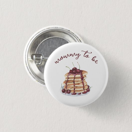 Badge Rond 2,50 Cm Pancakes Cerise Douce - Future Maman (Devant & derrière)