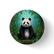 Panda bear sitting in a clearing of the jungle