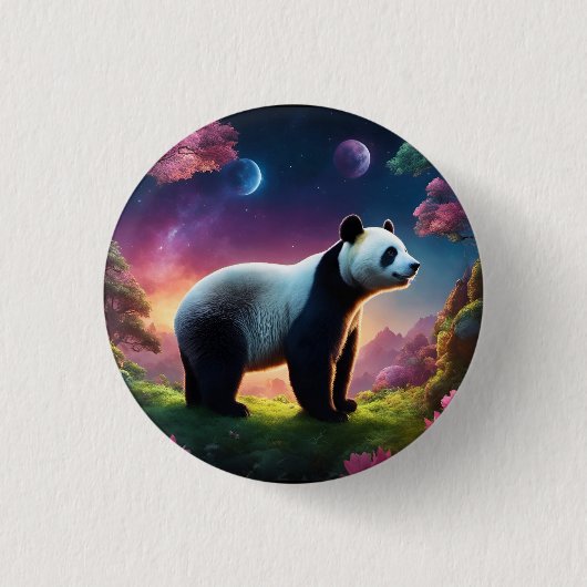 Badge Rond 2,50 Cm Panda dans un jardin d'Imaginaires (Devant)