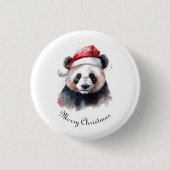Badge Rond 2,50 Cm Panda de Noël, personnalisable (Devant)