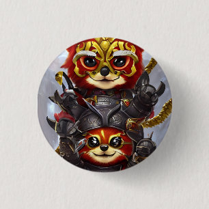 Badge Rond 2,50 Cm panda rouge jumeau
