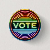 Badge Rond 2,50 Cm Panneau de vote Rainbow Neon (Devant)