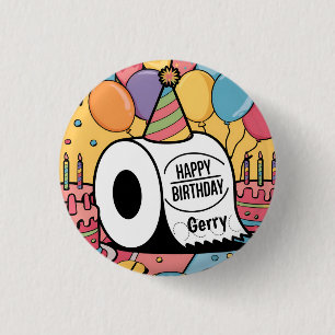 Badge Rond 2,50 Cm Papier de toilette portant des ballons casquettes