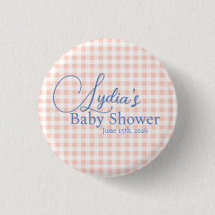 Badge Rond 2,50 Cm Papier peint adhésif à carreaux gingham rose pêche