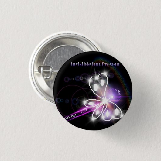 Badge Rond 2,50 Cm Papillon 2014 de conscience de fibromyalgie (Devant & derrière)