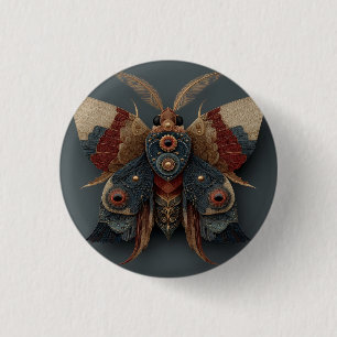 Badge Rond 2,50 Cm Papillon 3D symétrique orné avec accents dorés