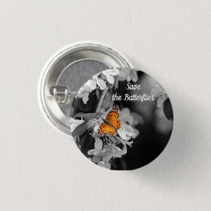Badge Rond 2,50 Cm Papillon Américain Lady Sur Bouton Pin Blossom