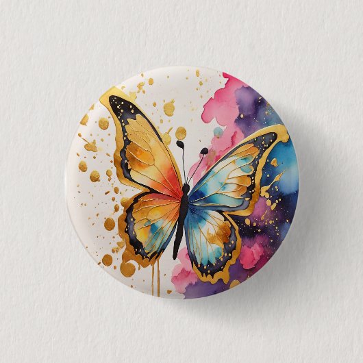 Badge Rond 2,50 Cm Papillon Coloré (Devant)