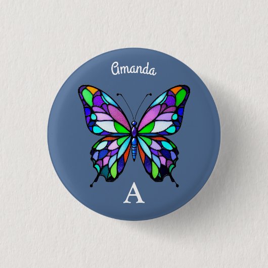 Badge Rond 2,50 Cm Papillon en verre tendu (Devant)