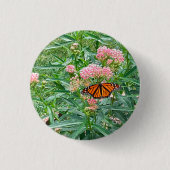 Badge Rond 2,50 Cm Papillon Monarque sur Milkweed (Devant)
