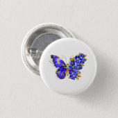 Badge Rond 2,50 Cm Papillon saphir à fleurs (Devant & derrière)