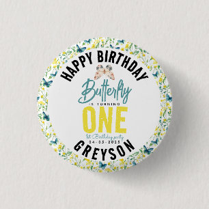 Badge Rond 2,50 Cm Papillon Whimsical Floral 1er anniversaire