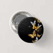 Badge Rond 2,50 Cm Papillons blancs et dorés (Devant & derrière)