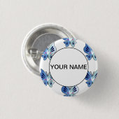 Badge Rond 2,50 Cm Papillons Bleus (Devant & derrière)
