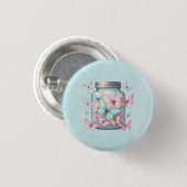 Badge Rond 2,50 Cm Papillons Fantaisistes dans un Pot (Devant & derrière)