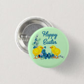 Badge Rond 2,50 Cm Pâques Joyeuses Avec Bébés (Devant & derrière)