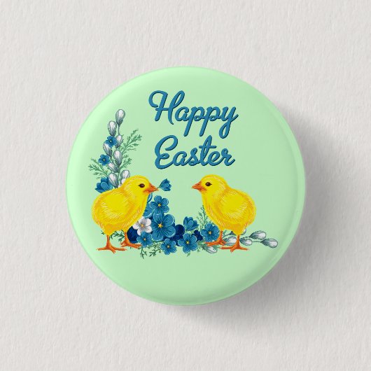 Badge Rond 2,50 Cm Pâques Joyeuses Avec Bébés (Devant)