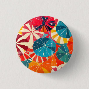Badge Rond 2,50 Cm Parapluie Rétro Jour de Pluie Pop Art