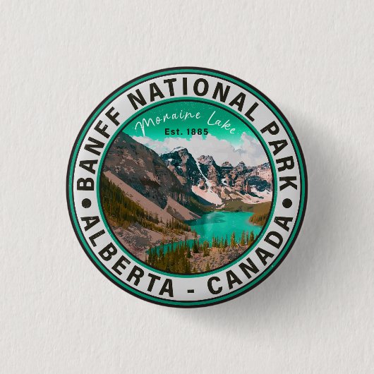 Badge Rond 2,50 Cm Parc national Banff Moraine Lac Alberta Canada (Devant)