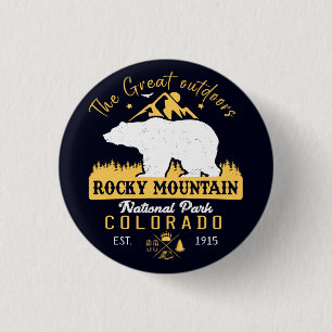 Badge Rond 2,50 Cm Parc national des Rocheuses Souvenirs Vintages