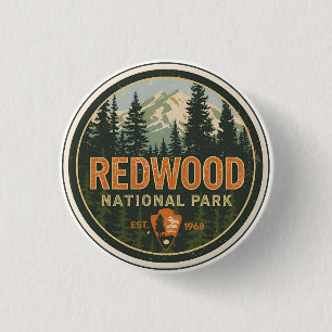 Badge Rond 2,50 Cm Parc national d'état de Redwood, Californie côtièr