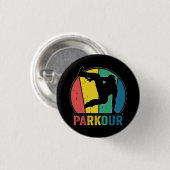 Badge Rond 2,50 Cm Parkour Free Running Training Traceur Retro (Devant & derrière)