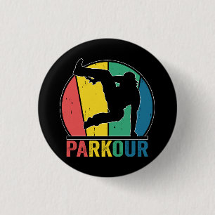 Badge Rond 2,50 Cm Parkour Free Running Training Traceur Retro