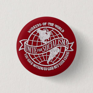 Badge Rond 2,50 Cm Parti Socialiste du monde du rouge des Etats-Unis