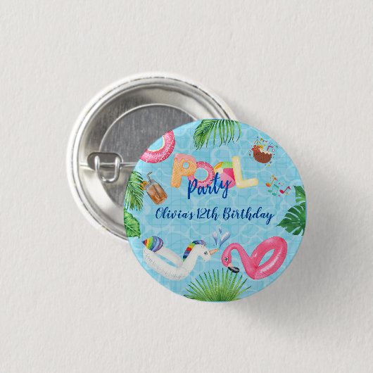 Badge Rond 2,50 Cm Partie du pool (Devant & derrière)