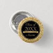 Badge Rond 2,50 Cm Parties scintillant D'Étincelle En Or Et Blanc (Devant & derrière)