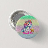 Badge Rond 2,50 Cm Parties scintillant licorne étoile magique (Devant & derrière)