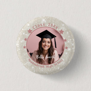 Badge Rond 2,50 Cm Parties scintillant moderne Photo Pink Dift Gradua
