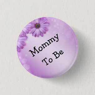 Badge Rond 2,50 Cm Parties scintillant Purple Flower Bokeh Mommy à êt