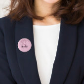 Badge Rond 2,50 Cm Parties scintillant rose goutte nom monogramme per