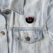 Badge Rond 2,50 Cm Parties scintillant rose noir goutte nom monogramm (En situation)