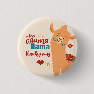 Badge Rond 2,50 Cm Pas de drame Llama Thanksgiving Cream