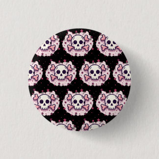 Badge Rond 2,50 Cm Pastel Pink Skull and Crossbones