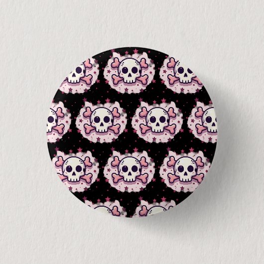 Badge Rond 2,50 Cm Pastel Pink Skull and Crossbones (Devant)