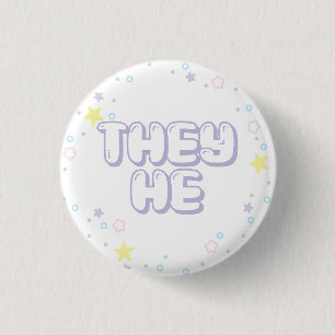 Badge Rond 2,50 Cm Pastel Star Confetti Ils Il Pronounes