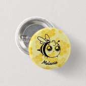 Badge Rond 2,50 Cm Pastel Yellow Honeycomb Cute Bee Personalised (Devant & derrière)