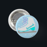 Badge Rond 2,50 Cm Patinage sur glace Bleu Personnalisé patineur arti<br><div class="desc">Bouton de conception originale de patinage sur glace mignon. Personnalisez-le avec votre propre nom/texte. Autres couleurs et dessins disponibles. Veuillez voir mes autres articles de patinage artistique dans mon magasin. Joyeux patin ! *Design de patins à glace dessinés à la main par moi. Tous mes designs sont originaux ! Seulement...</div>