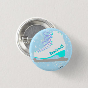 Badge Rond 2,50 Cm Patinage sur glace Bleu Personnalisé patineur arti